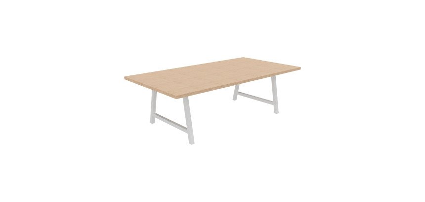 Table de réunion Energy L 240 x P 120 x H 74 cm pied métal blanc