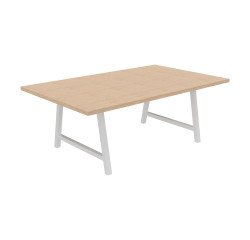 Vergadertafel Synergy L 200 x D 120 x H 74 cm metalen voet wit