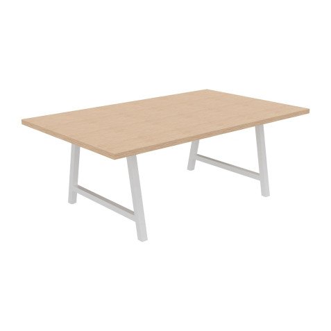 Meeting table Synergy L 200 x D 120 x H 74 cm white metal base
