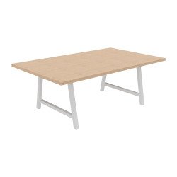 Table de réunion Energy L 200 x P 120 x H 74 cm pied métal blanc