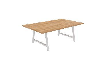 Vergadertafel Synergy L 200 x D 120 x H 74 cm metalen voet wit