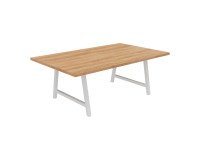 Vergadertafel Synergy L 200 x D 120 x H 74 cm metalen voet wit