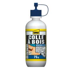 Colle bois resistante à l'eau, pour l'intérieur et l'extérieur UHU D3 - Flacon de 75 g