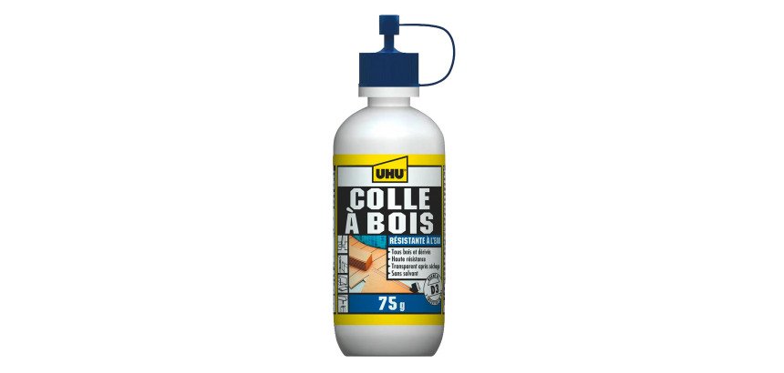 Colle bois resistante à l'eau, pour l'intérieur et l'extérieur D3 UHU - Flacon de 75 g