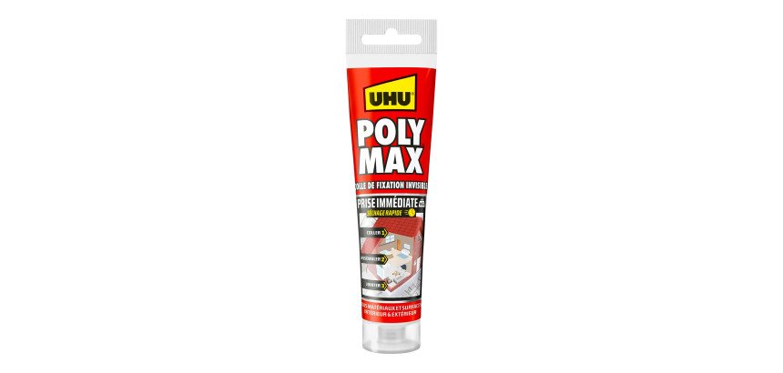 Poly Max® UHU Colle-Mastic prise immediate Séchage rapide - Tube de 115 g, blanc