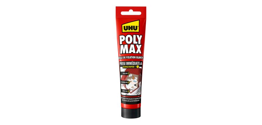 Poly Max® UHU Colle-Mastic prise immediate Séchage rapide - Tube de 165 g, blanc