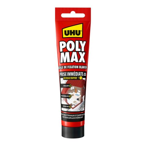 Colle-Mastic Poly Max® UHU prise immediate Séchage rapide - Tube de 165 g, blanc