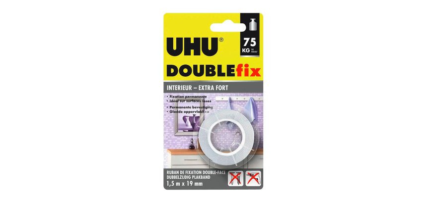 Ruban adhésif double-face Doublefix UHU ultra-fort - largeur 19 mm x Longueur 1,5 m - Résistance 75 kg