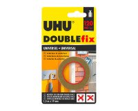 Ruban adhésif double-face Doublefix UHU ultra fort universel - 19 mm x 1,5 m - Résistance 120 kg