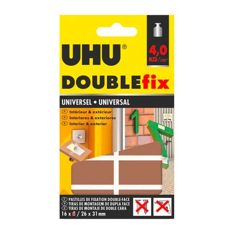 Pastilles adhésives UHU Double Fix universel - Paquet de 16