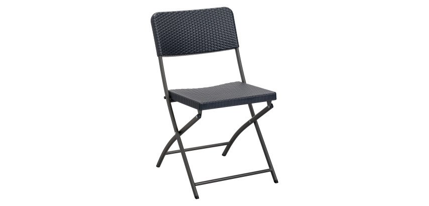 Garden furniture set OWEN - 1 table and 2 folding chairs - polyethylene and metal