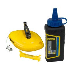 Stanley 0-47-443 Tiralíneas 30m + Polvo + Nivel de Cordel
