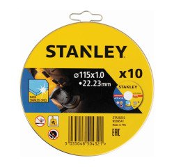 Stanley STA38252-XJ Lata de 10 discos de corte extrafino INOX 115x22.23x1mm