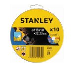 Stanley STA38252-XJ Lata de 10 discos de corte extrafino INOX 115x22.23x1mm