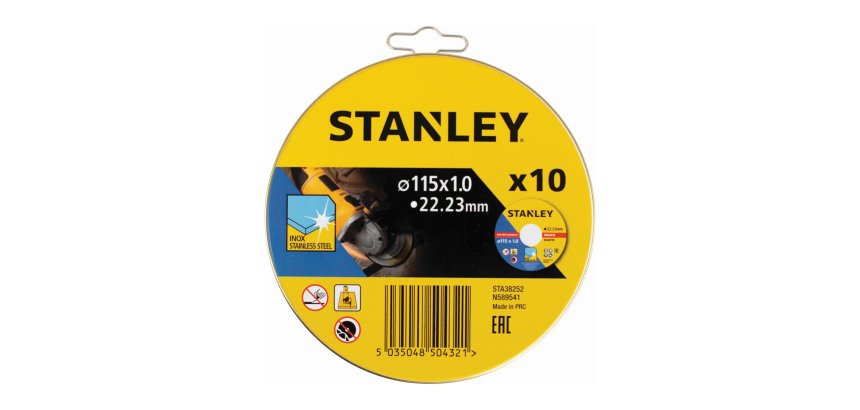 Stanley STA38252-XJ Lata de 10 discos de corte extrafino INOX 115x22.23x1mm