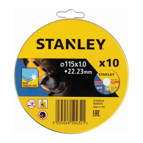 Stanley STA38252-XJ Lata de 10 discos de corte extrafino INOX 115x22.23x1mm