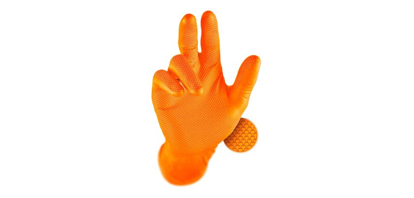Disposable nitrile gloves Grippaz PIP - Box of 50 orange gloves