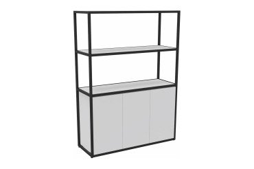 Library Lumya L 120 x D 41.5 x H 162 cm starting module black metal structure 3 doors