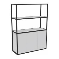 Bibliothèque Lumya L 120 x P 41,5 x H 162 cm module départ structure métal noir 3 portes