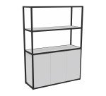 bibliothek Lumya L 120 x T 41,5 x H 162 cm Startmodul schwarzes Metallgestell 3 Türen