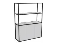 Bibliotheekkast Lumya L 120 x D 41,5 x H 162 cm basismodule zwarte metalen structuur 3 deuren
