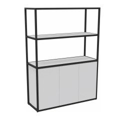 Bibliotheekkast Lumya L 120 x D 41,5 x H 162 cm basismodule zwarte metalen structuur 3 deuren
