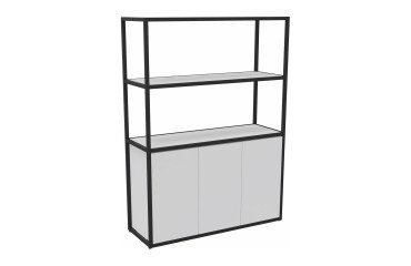 Bibliotheekkast Lumya L 120 x D 41,5 x H 162 cm basismodule zwarte metalen structuur 3 deuren