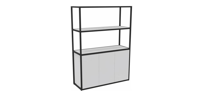 bibliothek Lumya L 120 x T 41,5 x H 162 cm Startmodul schwarzes Metallgestell 3 Türen