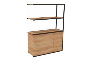 Bibliothèque Lumya L 120 x P 41,5 x H 162 cm module suivant structure métal noir 3 portes