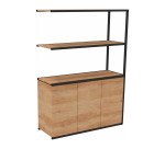 Library Lumya L 120 x D 41.5 x H 162 cm following module black metal structure 3 doors