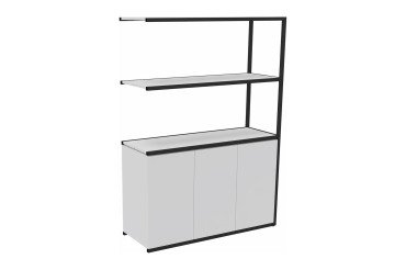 Bibliotheekkast Lumya L 120 x D 41,5 x H 162 cm aanbouwmodule zwarte metalen structuur 3 deuren