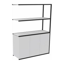 Bibliotheekkast Lumya L 120 x D 41,5 x H 162 cm aanbouwmodule zwarte metalen structuur 3 deuren