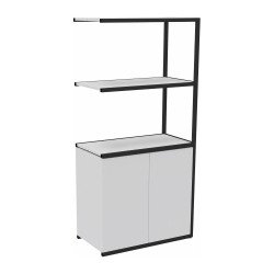 Bibliothèque Lumya L 80 x P 41,5 x H 162 cm module suivant structure métal noir 2 portes