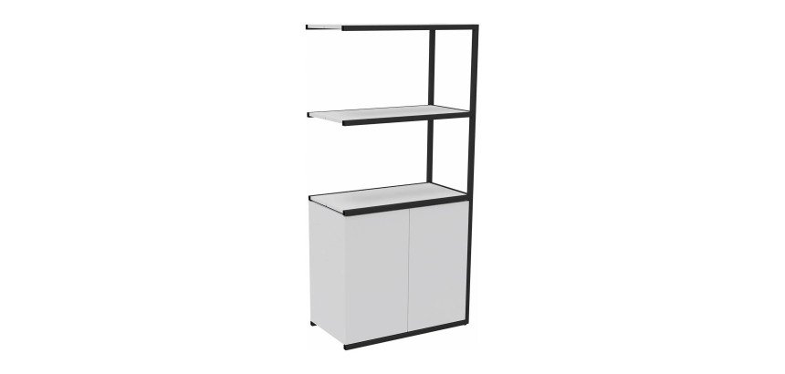 Bibliothèque Milea L 80 x P 41,5 x H 162 cm module suivant structure métal noir 2 portes