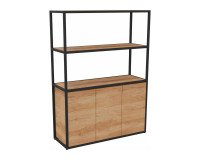 Bibliotheekkast Lumya L 120 x D 41,5 x H 162 cm basismodule zwarte metalen structuur 3 deuren
