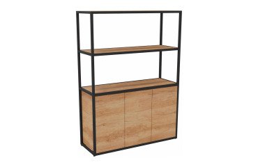 Library Lumya L 120 x D 41.5 x H 162 cm starting module black metal structure 3 doors