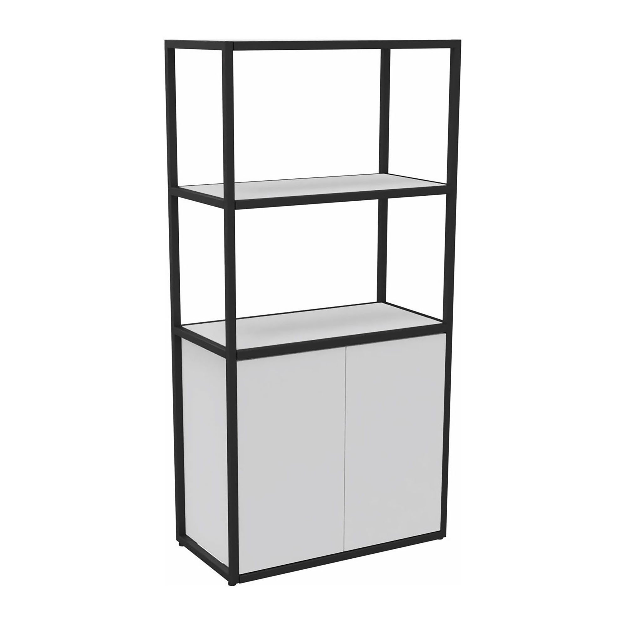 Library Lumya L 80 x D 41.5 x H 162 cm black metal structure starting module 2 doors