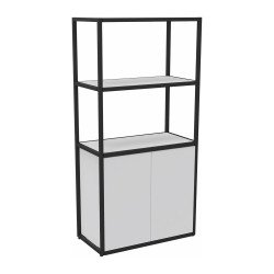 Library Lumya L 80 x D 41.5 x H 162 cm black metal structure starting module 2 doors