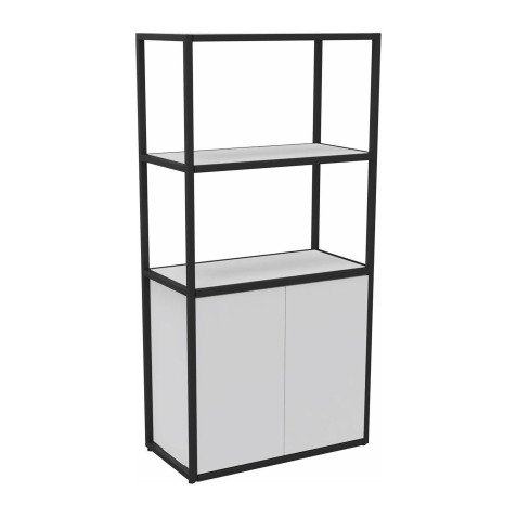 Library Lumya L 80 x D 41.5 x H 162 cm black metal structure starting module 2 doors