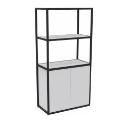 Bibliotheekkast Lumya L 80 x D 41,5 x H 162 cm basismodule zwarte metalen structuur 2 deuren