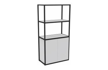 Library Lumya L 80 x D 41.5 x H 162 cm black metal structure starting module 2 doors