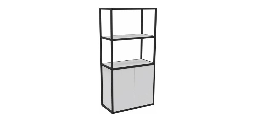 Library Lumya L 80 x D 41.5 x H 162 cm black metal structure starting module 2 doors