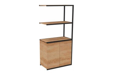 Library Lumya L 80 x D 41.5 x H 162 cm following module black metal structure 2 doors