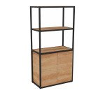 Bibliotheekkast Lumya L 80 x D 41,5 x H 162 cm basismodule zwarte metalen structuur 2 deuren