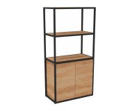 Bibliothèque Lumya L 80 x P 41,5 x H 162 cm module départ structure métal noir 2 portes