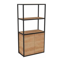 Bibliotheekkast Lumya L 80 x D 41,5 x H 162 cm basismodule zwarte metalen structuur 2 deuren