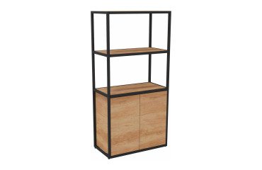 Library Lumya L 80 x D 41.5 x H 162 cm black metal structure starting module 2 doors