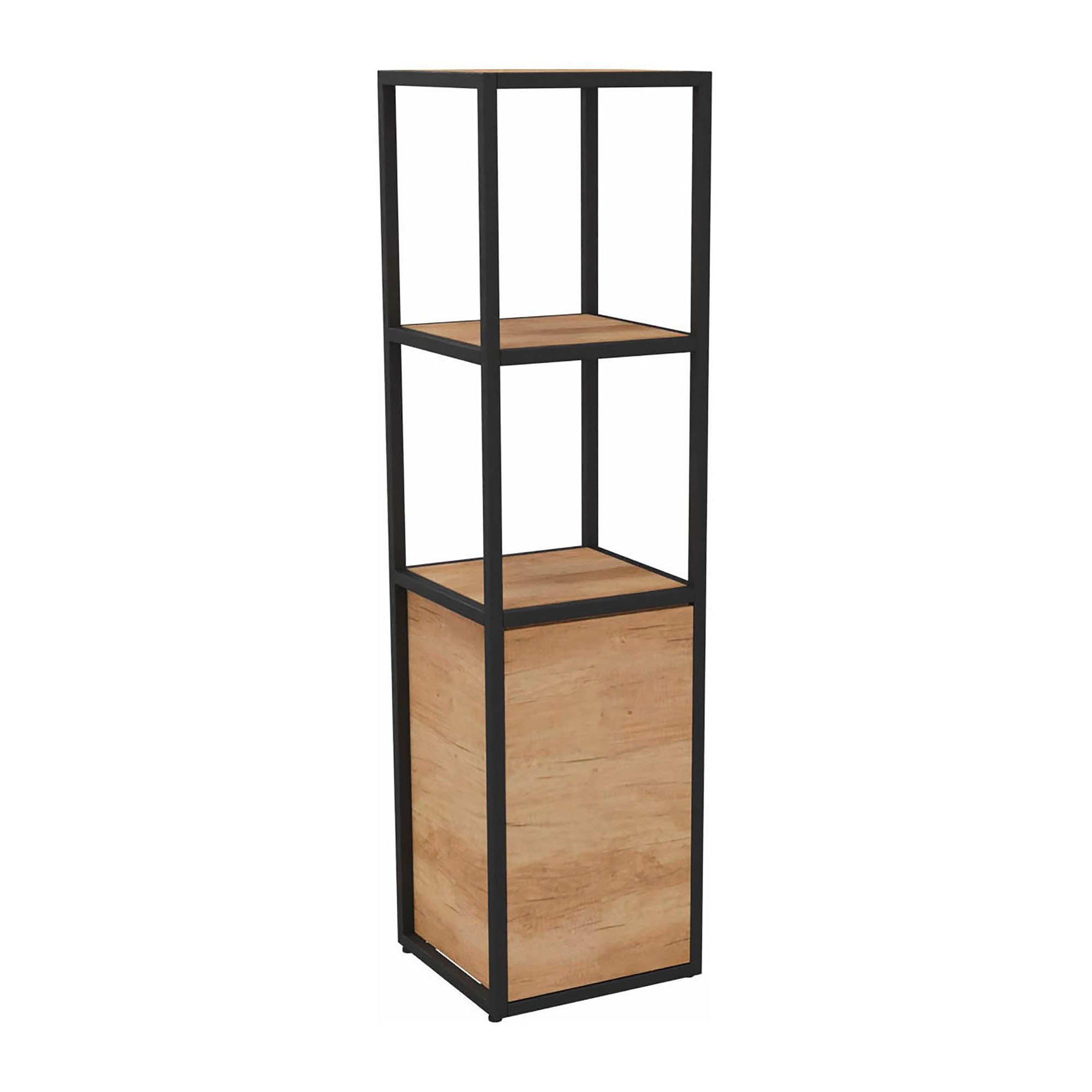 Bibliotheekkast Lumya L 40 x P 41,5 x H 162 cm basismodule metalen structuur zwart met 1 deur