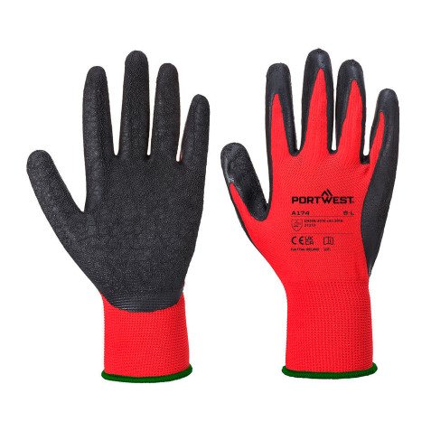 Work gloves Portwest A174 in black/red Flex Grip latex - Pair
