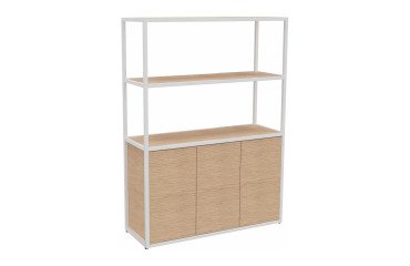Library Lumya L 120 x D 41.5 x H 162 cm white metal structure starting module 3 doors